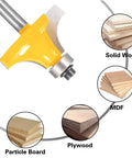Roundover Router Bit Set With Bearing Guide 1/4 Inch Shank Four Piece Kit For Edge Rounding R 1/8 Inch, compatible materials display.