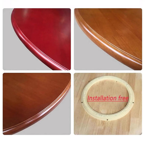 Solid Wood Lazy Susan Turntable Delivering Smooth As Butter Swivel Spin For Dining Tables showing detailed wood edges and installation-free base.