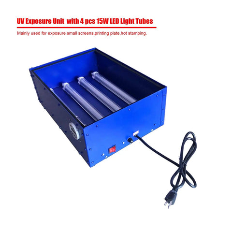 UV Exposure Unit Silk Screen Printing Light Box With 4 15W LED Tubes 18 By 12 Inch Exposure Area 395nm 110V 60W Blue