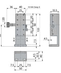 Manual Trimming 1 Axis Linear Stage With 10 Micron Resolution For DIY Projects And Pro Grade Precision, side view drawing with 40x90mm table