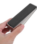 2 Pack No Drill Door Stop Wedges For Home And Office, Heavy Duty Zinc Alloy And Rubber, Easy Install Silver Door Wedge in hand