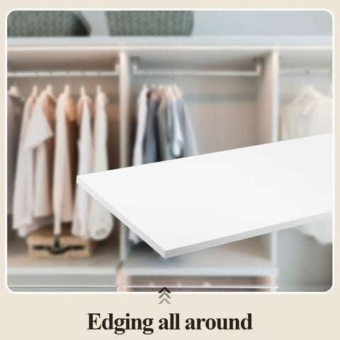 White floating wood shelves two pack 30 by 14 inch wall mounted storage display shelves five eighth inch thick close-up