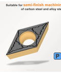 Beast Grade DCMT070204 DCMT21.51 Carbide Insert for metal cutting, side view, used in lathe tools for steel and exotic alloys.