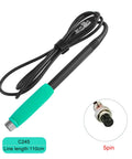 Five Hole T245 Soldering Handle For JBC Aixun Sugon Aifen I2C Precision Soldering Station, shown with 110cm cable