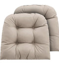 Outdoor Chair Cushions Set Of 2 22x22x4 Inches With Ties For Patio Wicker Dining Chairs Indoor Or Outdoor Use Waterproof And Fade Resistant Taupe Cushions For All Seasons, front view.