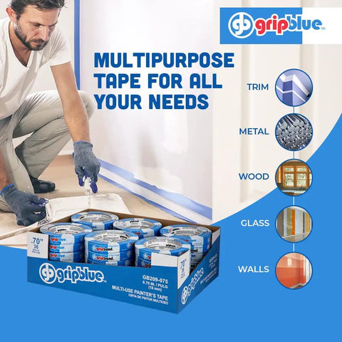 Blue Painter's Tape Three Quarter Inch Wide 36 Roll Pack For Sharp Clean Lines On Walls And Trim Multi Surface Masking Tape