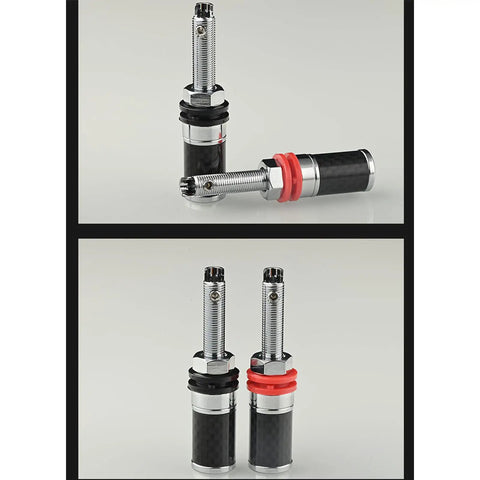 Rhodium Plated HiFi Terminal Blocks 2 Pack showing solderless wiring posts with a long screw lock design for clean sound.