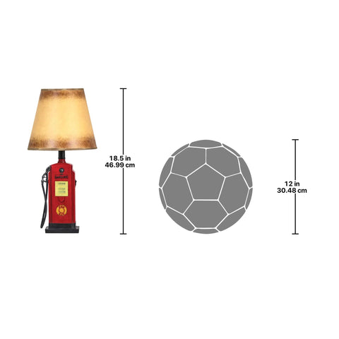 Old School Retro Gasoline Pump Table Lamp With Real Crushed Stone Resin 9 By 9 By 19 Inches Vintage Americana Style 60W Bulb