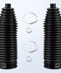 6 Piece Beefed Up Tie Rod End Kit With 4 Inner And Outer Tie Rod Ends And Boots For 2007 2013 Chevy Silverado Avalanche Suburban Tahoe GMC Sierra Yukon XL 1500 Cadillac Escalade ESV EXT Replacement black rubber boots with clamps