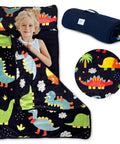 Toddler Nap Mat With Pillow For Daycare And Travel Soft Cozy Portable Kid-Friendly featuring colorful dinosaur print, fits up to 43 inches