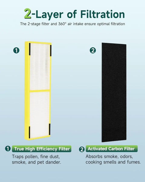 Air Purifier Filter Replacement Set for FLT4825 B Compatible with Guardian AC4825E showing two-layer filtration system