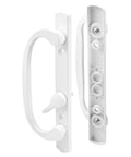 Mortise Style Sliding Patio Door Handle Set White Diecast Non Keyed Replacement Inside And Outside Handles For Patio Door, Easy Swap For Old Or Damaged Hardware, Fits Three To Four Inch Hole Spacing, One Set