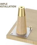 4 Pack Solid Wood Furniture Legs With Copper Protective Caps, 10 To 20 Cm Straight Oak Feet image showing simple installation