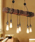 Rustic Farmhouse Chandelier For Dining Room Industrial Pendant Light With Six E26 Bulb Sockets Adjustable Suspension Hanging Fixture With Switches Vintage Warm Glow over dining table