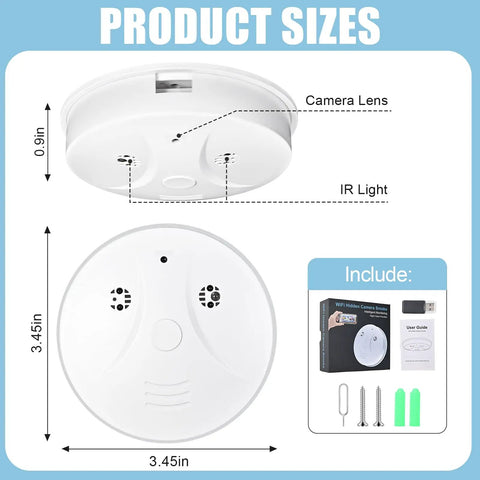 Visible Ceiling Mount Indoor WiFi Camera 1080P HD For Baby Pet Elderly Monitoring, with accessories, shown in packaging.