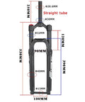 100mm Travel Threadless Front Suspension Fork For 27.5 Inch Mountain Bikes With Disc Brake Compatibility And Mechanical Lockout