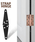Heavy Duty Black Galvanized Iron Strap Hinges For Barn Doors And Fence Gates With Screws Outdoor Use Rugged Hardware For Farm Gate