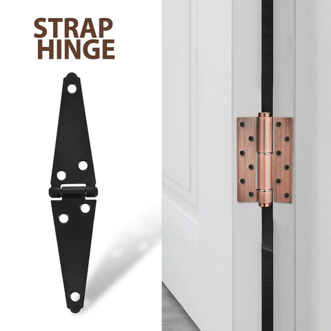 Heavy Duty Black Galvanized Iron Strap Hinges For Barn Doors And Fence Gates With Screws Outdoor Use Rugged Hardware For Farm Gate