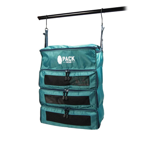 Hanging Carry On Travel Organizer With Mesh Windows For Quick Clothes Access Fits Any Suitcase Medium Size Green Travel Cubes
