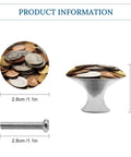 2 Pack 1.1 Inch Round Currency Coin Cabinet Knobs In Stainless Steel with installation screw and size details