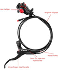 Zoom Hb875E Ebike Hydraulic Disc Brake Upgrade Kit With 160mm Rotors And Pre-Bled Mineral Oil Dual Piston Calipers, detailed brake caliper and handle.