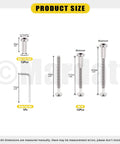 Size chart of 24 Pcs M6x70mm Hex Socket Cap Bolts Kit with Barrel Nuts and Hex Key Silver Nickel Plated Hardware showing dimensions.