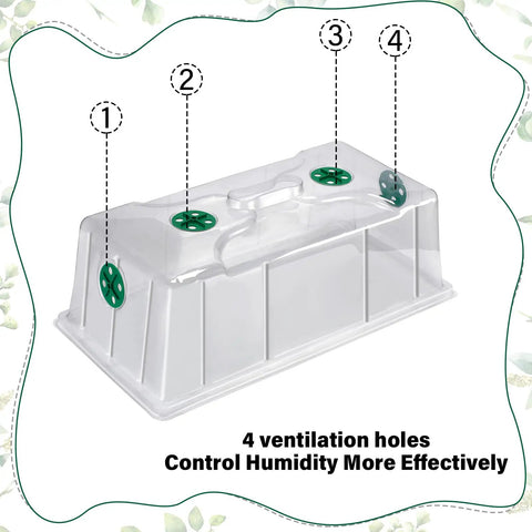 20 Pack Humidity Vented Domes For 1020 Seed Trays 7 Inch Tall Clear Plastic Greenhouse Covers With Four Green Vents