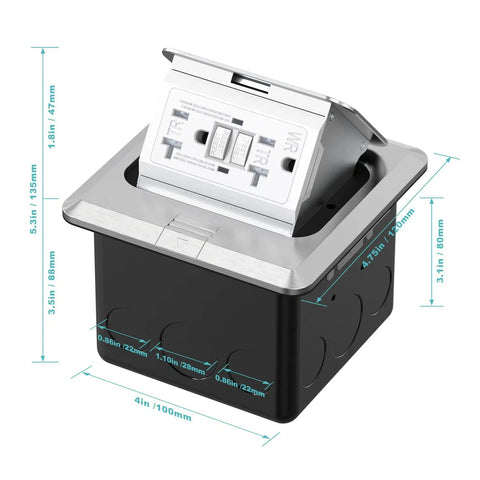 Go To Pop Up Floor Outlet Box With 20 Amp Stainless Steel GFCI Receptacle Weather Resistant Tamper Resistant Outlet Kit 2 Pack