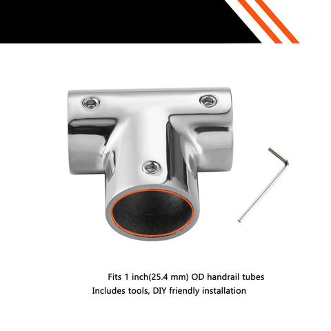 316 Stainless Steel Handrail Tee Connector 90 Degree For 1 Inch OD Tubing, Mirror Polished Heavy Duty T Joint, DIY Tools