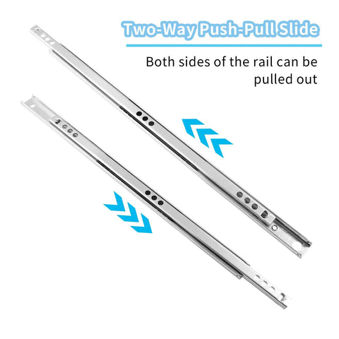 12 Inch Drawer Slides Two Pack Metal Ball Bearing Side Mount Track Rail For Drawers, 10Kg Capacity, Bright Silver Finish
