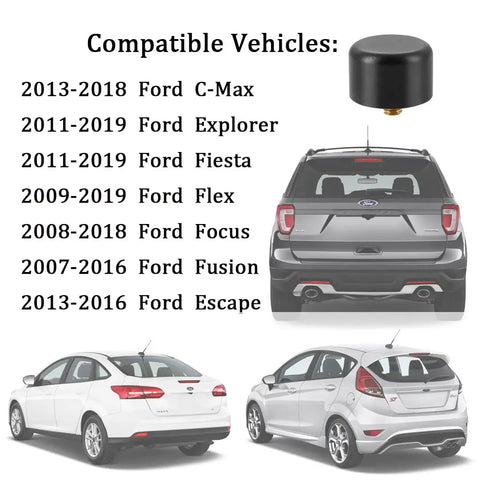 Chevy GMC Cadillac Ford Lincoln Buick Mercury Antenna Delete Cap Cover For Select Models All Black Aluminum Car Wash Safe Not A Radio Antenna Part Easy Install For Cars And SUVs shown with Ford compatibility list