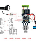Wiring diagram for Dope 50A Mini FSESC 4.20 Electric Skateboard Speed Controller with Battery, Motor, and USB connections.