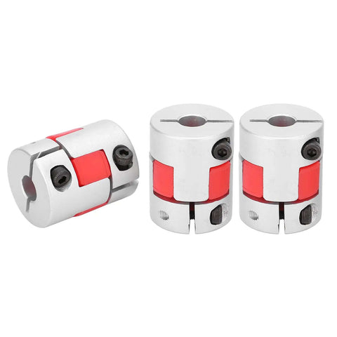 Top Notch Kuuleyn 3Pcs Helical Beam Shaft Coupling Set Made From Hardened Aluminum Alloy For Motor And Ball Screw Kits With Secure Tightening Fit And Super Durable Performance That Slams It Together. 3-piece aluminum shaft couplings with red beam inserts