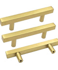 Brushed Brass Cabinet Pulls 3 Inch T Bar Drawer Handles For Kitchen Cupboard And Drawer Hardware Pack Of 10 Durable Stainless Steel Construction