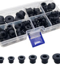 100 Piece Silicone T Type Rubber Grommet Kit with Six Sizes for Wiring Automotive Firewall Holes and Cable Protection