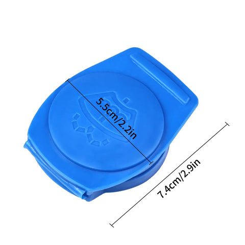 Porsche Cayenne Windshield Washer Fluid Cap Replacement 3Q0955455, blue plastic, with dimensions 5.5cm x 7.4cm