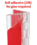 No Sweat Setup Clear Acrylic Hinges With Self Adhesive Latch Buckles Ideal For Craft Boxes Storage Solutions And Slick Organizers showing self-adhesive strip ready for application.