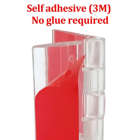 No Sweat Setup Clear Acrylic Hinges With Self Adhesive Latch Buckles Ideal For Craft Boxes Storage Solutions And Slick Organizers showing self-adhesive strip ready for application.