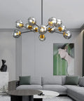 12 Light Globe Sputnik Chandelier With Smoked Glass For High Ceilings Contemporary Ceiling Light Fixture Pendant Lighting