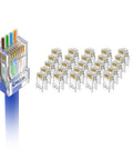 Pro Grade 25 Pack Cat6 RJ45 Pass Through Connectors, UL Listed, 10Gbps Unshielded Ethernet Plugs with Gold Plated 8P8C Ends