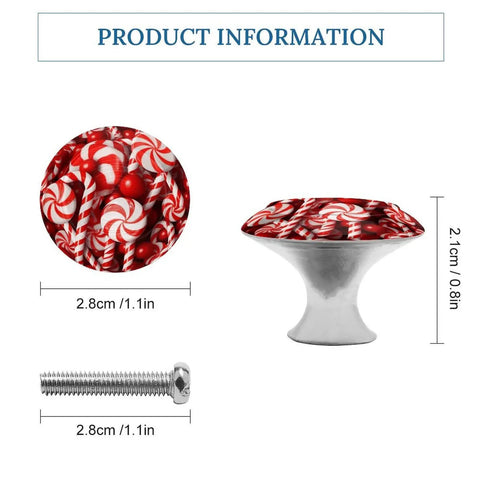 Candy Cane Round Cabinet Knobs 2 Pack Stainless Steel Aluminum Hardware Handles For Cabinets And Drawers Vintage Charm Retro Kitchen Upgrade Durable Easy Install, 1.1in, 0.8in