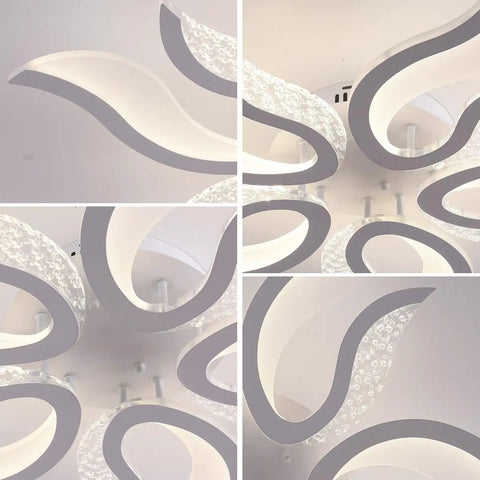 Close-up of Flame Shape Dimmable LED Ceiling Light 50W With Remote Control, showcasing elegant flame design and LED elements.