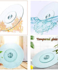 Tempered Glass Lazy Susan Turntable Plate With Aluminum Bearing, fire and water resistant, 43 inch diameter tray.
