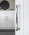 10 Pack Six And A Quarter Inch Brushed Satin Nickel Sleek Cabinet Handles Zinc Alloy Drawer Pulls For Kitchen And Furniture on white cabinet