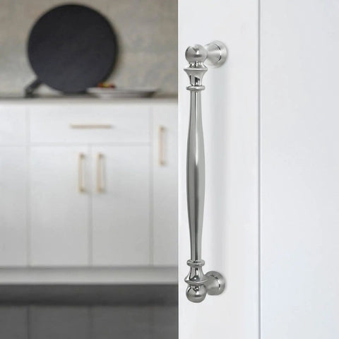 10 Pack Six And A Quarter Inch Brushed Satin Nickel Sleek Cabinet Handles Zinc Alloy Drawer Pulls For Kitchen And Furniture on white cabinet