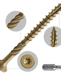 Size Ten Deck Screws 2 And 1 Quarter Inch Exterior Wood Screws, 180 Pack, 2 Lbs, Rust Resistant Epoxy Coated Bronze Finish, T25 Star Bit