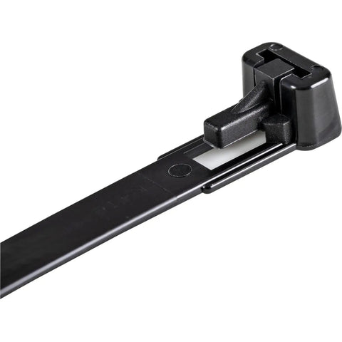 Close-up of 6 Inch Reusable Nylon Cable Ties 7mm Wide 35mm Bundle Diameter 50Lb Tensile Strength For Indoor Outdoor Use With Toolless Trigger Lock