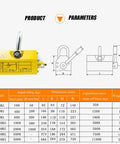 Heavy Duty Magnetic Lifter Featuring Rock Solid 1320lb Pull Strength With A Smooth Rotating Grip For No Sweat Steel Plate Handling During Tough Industrial Metal Crane Hoist Projects with parameters and dimensions.
