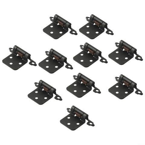 Set Of 10 Self Closing Cabinet Hinges For Wood Metal Plastic Doors, Overlay Flush Cupboard Hinges With Noise Reduction, Soft Close Action
