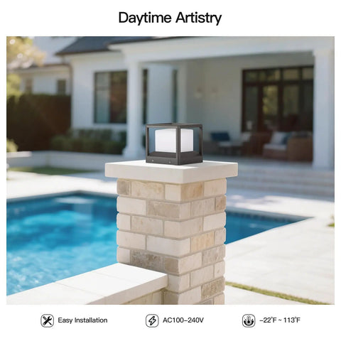 Outdoor Post Lights Hard Wired AC 100 To 240V Column Light Waterproof Fence Deck Cap Lamp Fixture 3000K on stone pillar